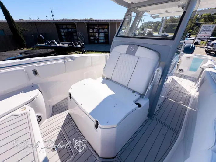 Your Next Boat! Yacht Photos Pics 2025 Sea Fox 288 Commander boat interior with seating and modern design.
