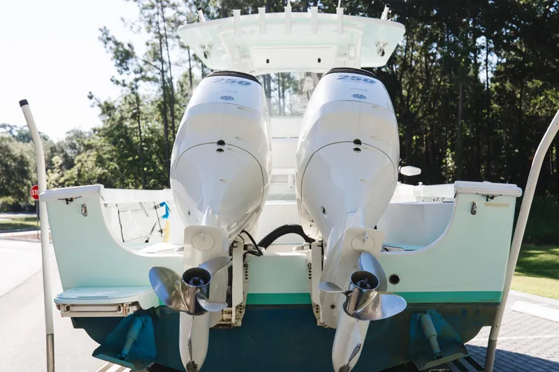  Yacht Photos Pics 2017 Albury Brothers center console boat with dual outboard engines.