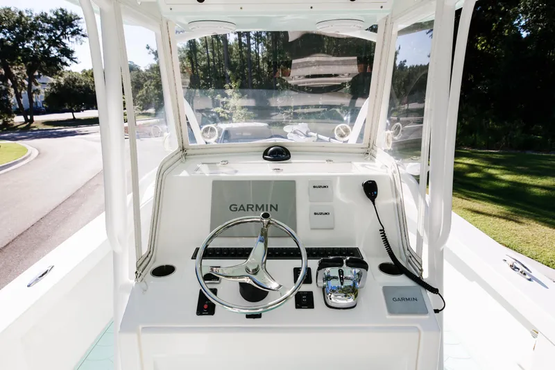 Yacht Photos Pics 2017 Albury Brothers center console boat with Garmin navigation system.