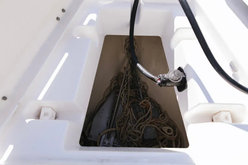  Yacht Photos Pics 2017 Albury Brothers center console anchor storage with ropes and equipment.