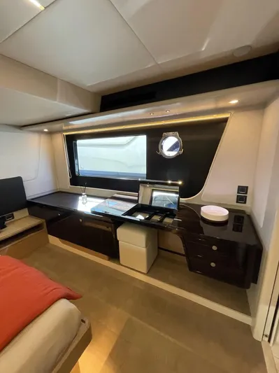  Yacht Photos Pics Luxurious interior of a 2019 Absolute 62 Fly yacht with modern furnishings.