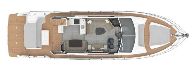  Yacht Photos Pics Top view of 2019 Absolute 62 Fly yacht layout, showcasing spacious deck and interior design.