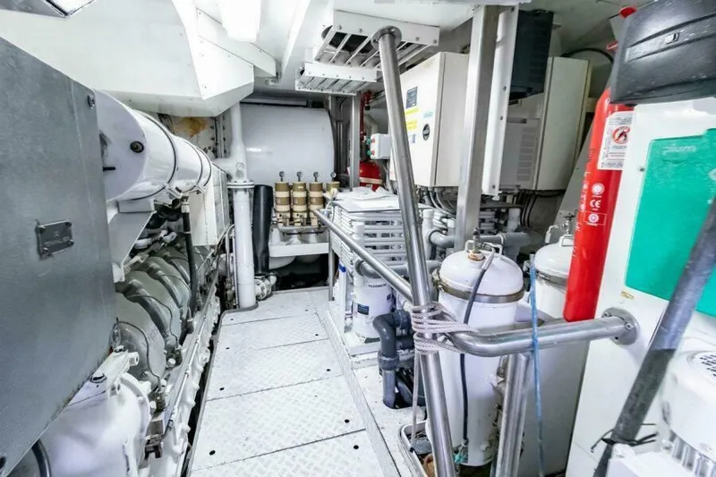  Yacht Photos Pics Engine room of 2004 Pendennis 155 yacht, featuring machinery and equipment.