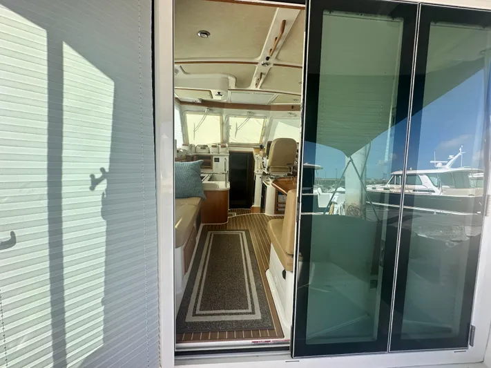 Tlc Yacht Photos Pics Interior view of 2014 Back Cove 37 yacht through sliding glass doors.