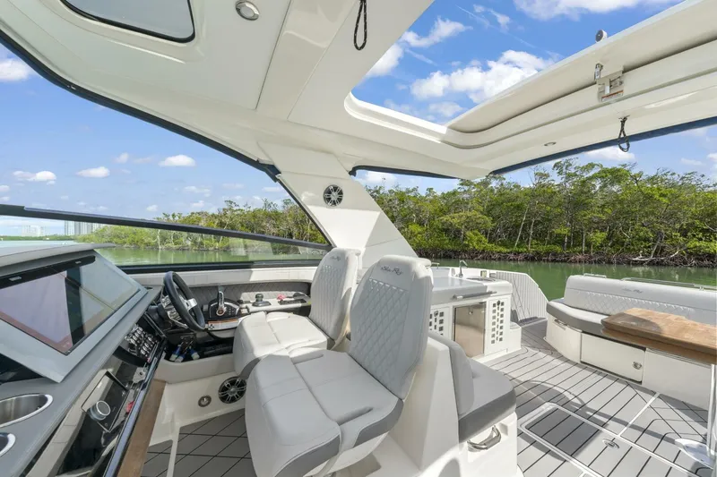  Yacht Photos Pics Luxurious 2022 Sea Ray SLX 400 Outboard interior with sleek design and modern amenities.