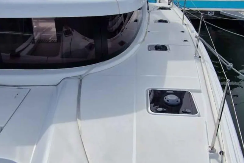  Yacht Photos Pics 2024 Lagoon 42 yacht deck with sleek design and modern features.