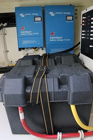  Yacht Photos Pics Battery setup with Victron Energy chargers in 2021 Tiara Sport 34 LX boat.