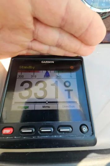 Nautical Dreamer Yacht Photos Pics Garmin navigation display on 2005 Sea Ray 500 Sundancer, showing heading 331 degrees.