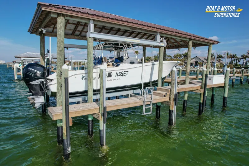  Yacht Photos Pics 2018 Key West Billistic 351 Center Console boat docked at marina with Mercury engines.