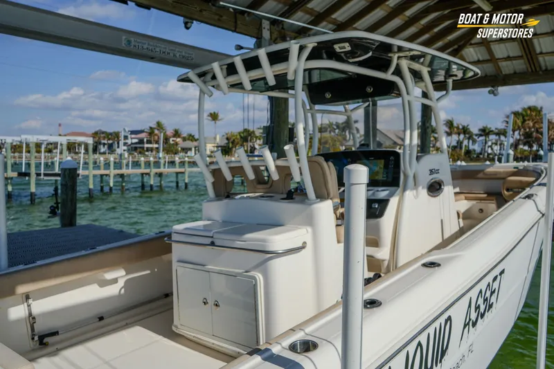  Yacht Photos Pics 2018 Key West Billistic 351 Center Console docked at marina, sunny day.