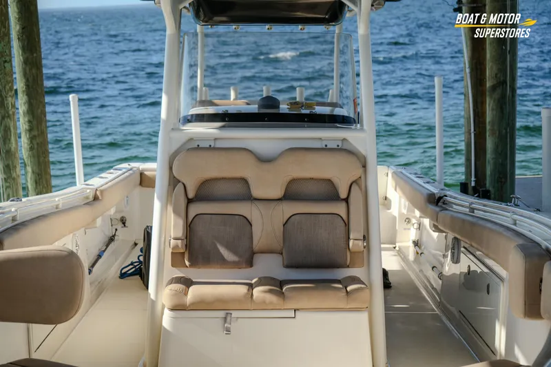  Yacht Photos Pics 2018 Key West Billistic 351 Center Console boat interior with ocean view.