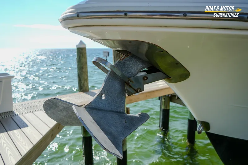  Yacht Photos Pics 2018 Key West Billistic 351 Center Console boat anchor by the dock.