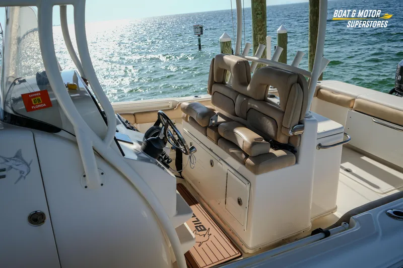  Yacht Photos Pics 2018 Key West Billistic 351 Center Console boat interior with ocean view.