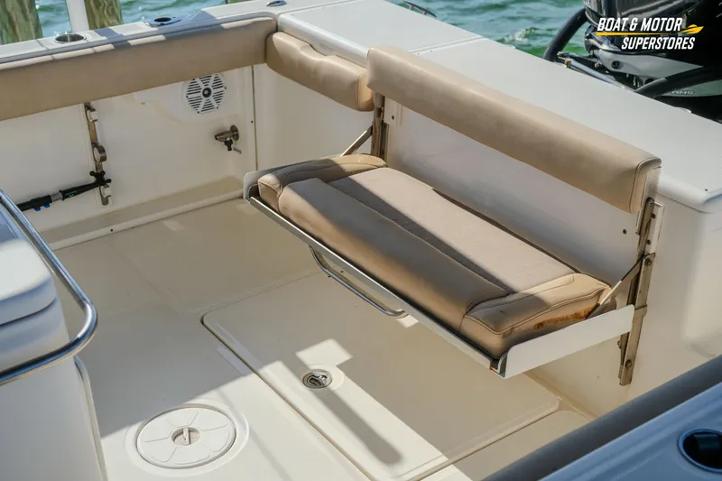  Yacht Photos Pics 2018 Key West Billistic 351 Center Console boat interior with foldable seating.
