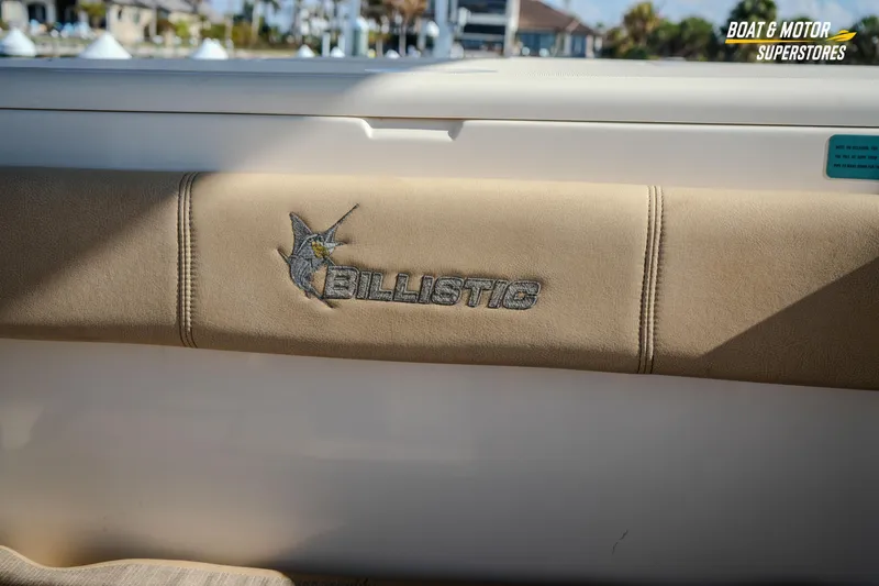  Yacht Photos Pics 2018 Key West Billistic 351 Center Console interior detail with embroidered logo.