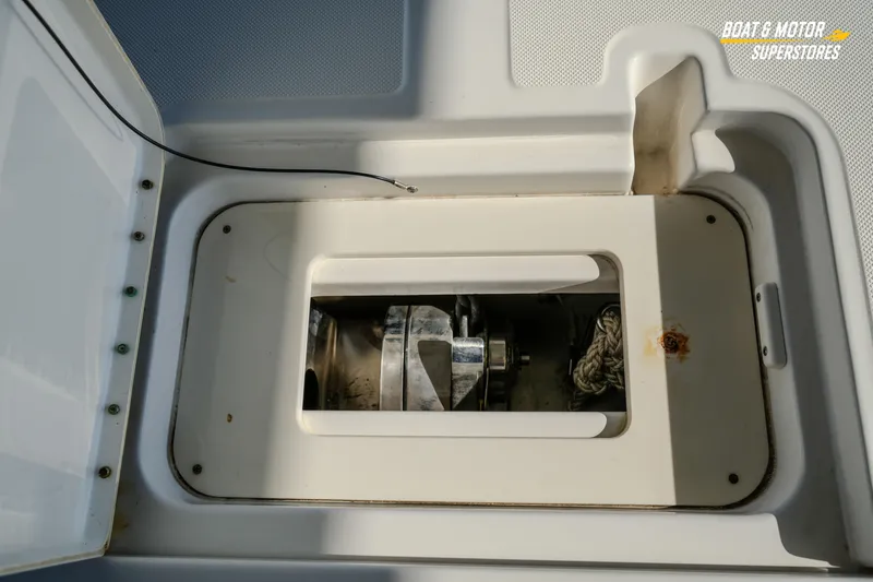  Yacht Photos Pics 2018 Key West Billistic 351 Center Console anchor storage compartment.