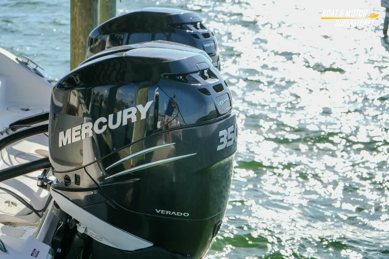  Yacht Photos Pics 2018 Key West Billistic 351 Center Console with Mercury Verado engines on water.