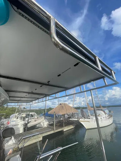 Matilda Mia Yacht Photos Pics Lagoon 52 catamaran docked at marina, clear sky, 2015 model.
