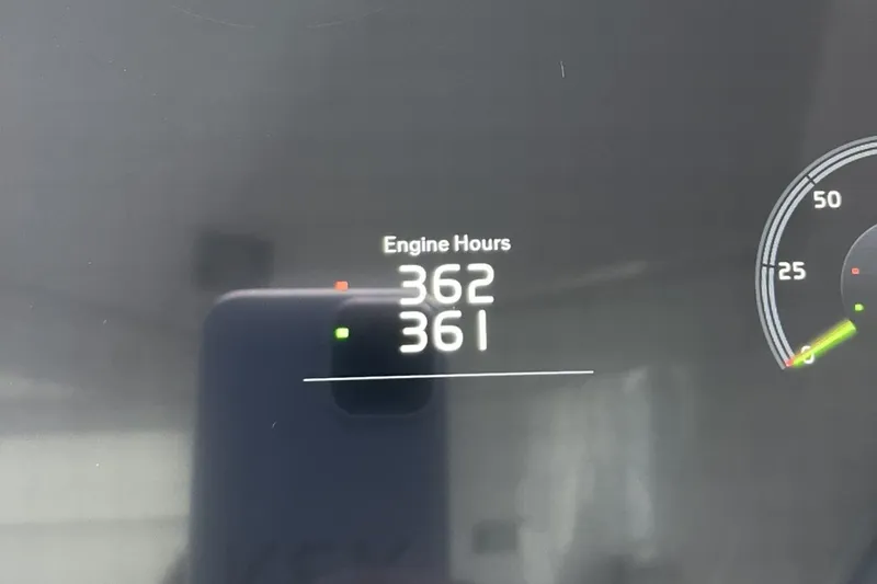 Simply Complicated Yacht Photos Pics Display showing engine hours of 362 and 361 on 2019 Cruisers Yachts 54 Cantius.