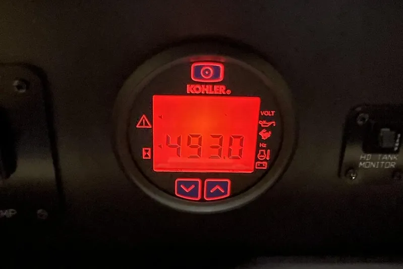 Simply Complicated Yacht Photos Pics Kohler generator display showing 49.3 volts on a 2019 Cruisers Yachts 54 Cantius.