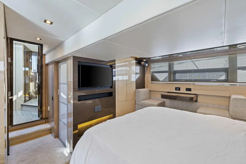 Simply Complicated Yacht Photos Pics Luxurious interior of 2019 Cruisers Yachts 54 Cantius with modern design and amenities.