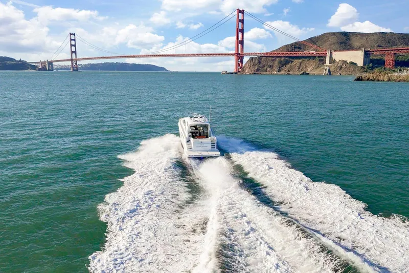 Simply Complicated Yacht Photos Pics 2019 Cruisers Yachts 54 Cantius cruising near Golden Gate Bridge, San Francisco.