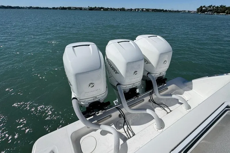 Reel Advice Yacht Photos Pics Triple Mercury outboard engines on a 2019 Invincible 39 Open Fisherman boat.