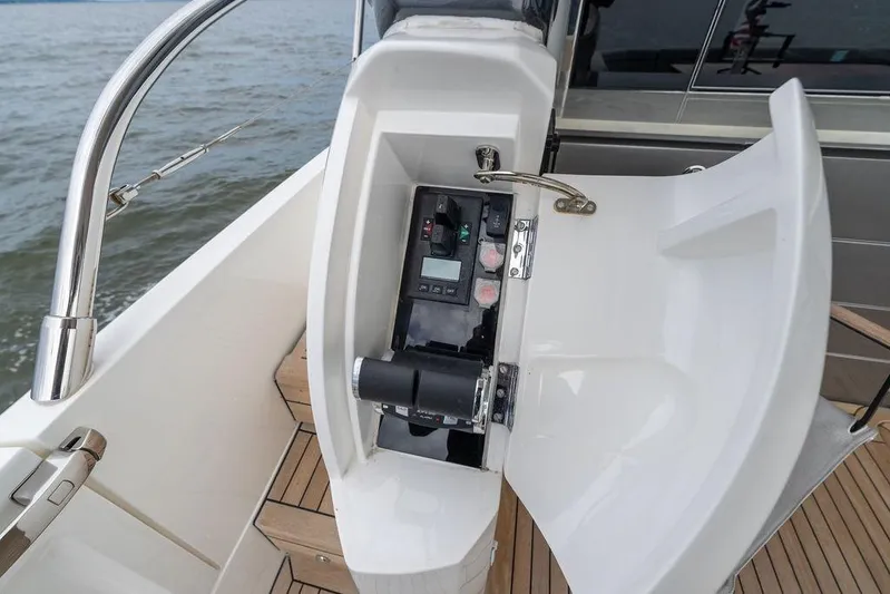  Yacht Photos Pics Control panel of a 2020 Princess S66 yacht, featuring sleek design and modern technology.