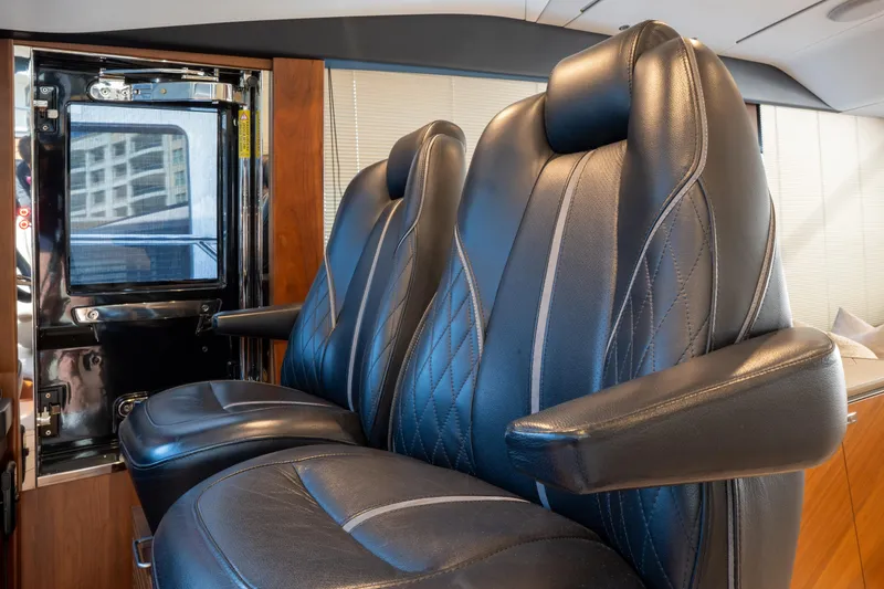  Yacht Photos Pics Luxurious leather seating in 2020 Princess S66 yacht interior.
