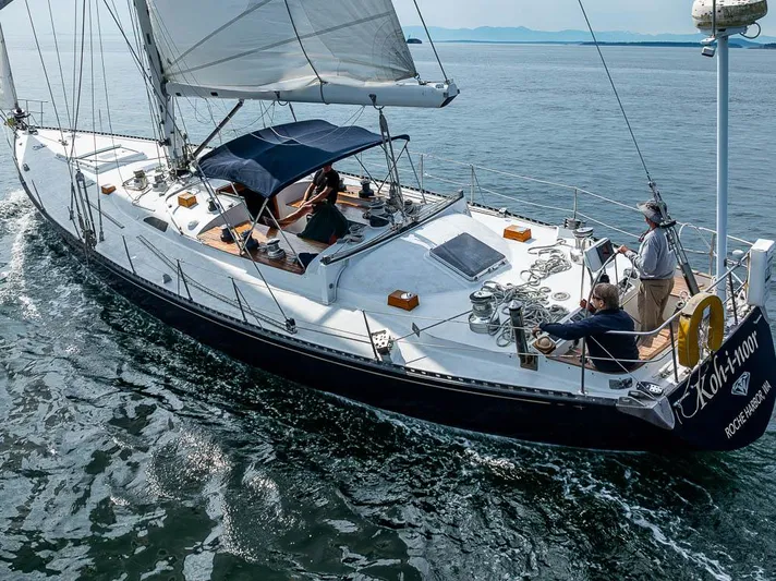 Koh - I - Noor Yacht Photos Pics 1974 C&C 61 sailboat cruising on open water with crew onboard.