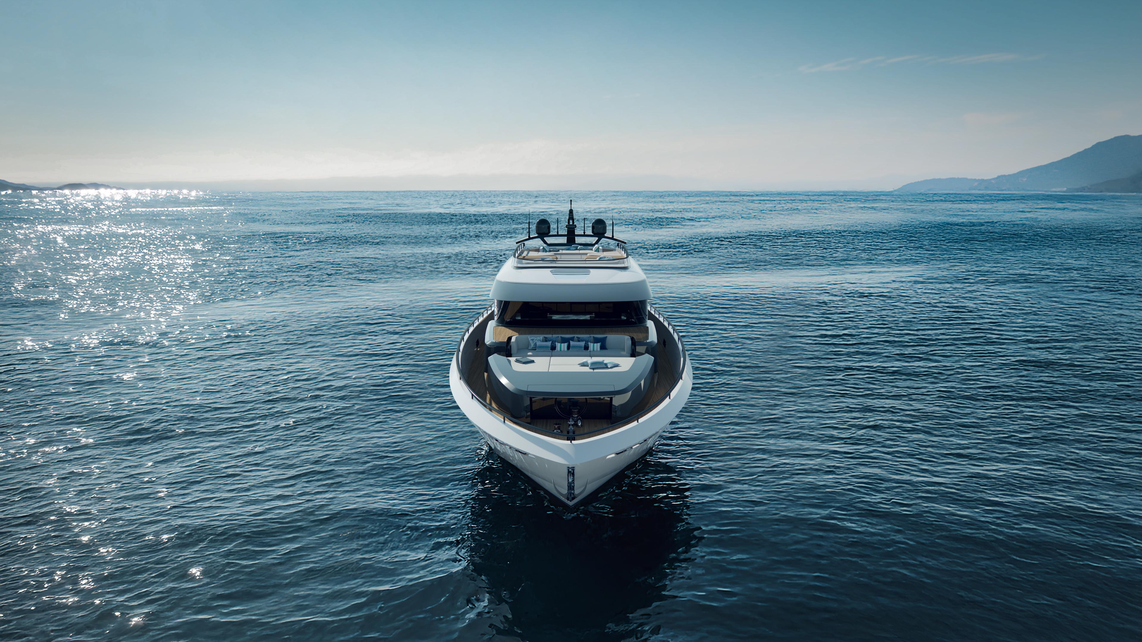 Luxurious 2026 AB 95C yacht cruising on serene ocean waters.