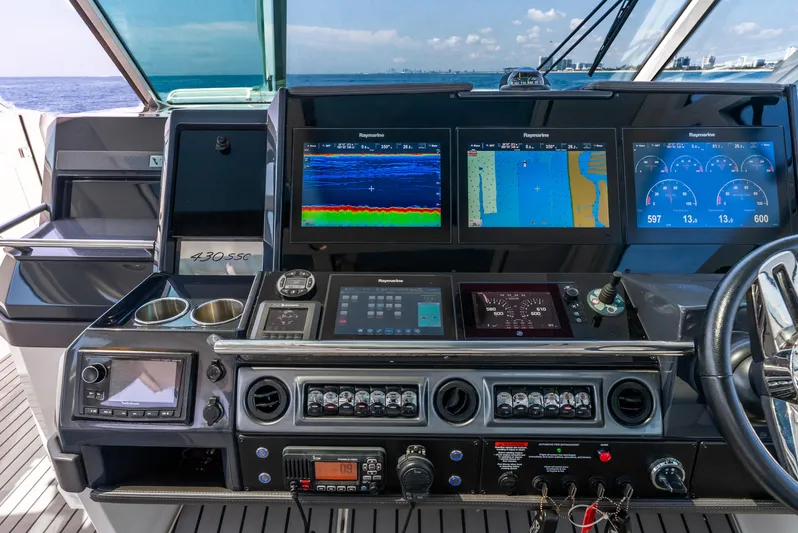  Yacht Photos Pics 2017 Formula 430 All Sport Crossover dashboard with advanced navigation and control systems.