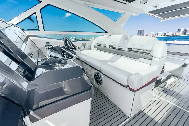  Yacht Photos Pics 2017 Formula 430 All Sport Crossover yacht interior with luxurious seating and modern controls.