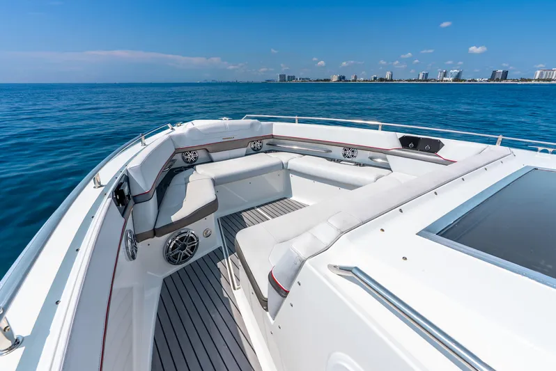  Yacht Photos Pics 2017 Formula 430 All Sport Crossover boat with spacious seating on open water.