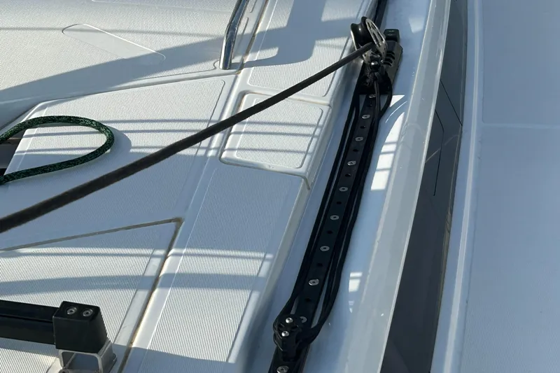  Yacht Photos Pics Deck of 2023 Beneteau First 44 sailboat with rigging and fittings.