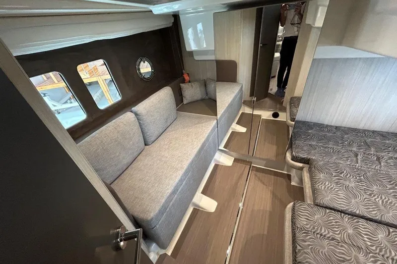  Yacht Photos Pics Interior of 2025 Cranchi M44HT yacht with modern seating and stylish design.