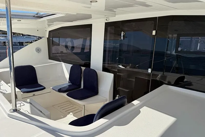  Yacht Photos Pics 2017 Leopard 48 yacht interior with seating area and modern design.