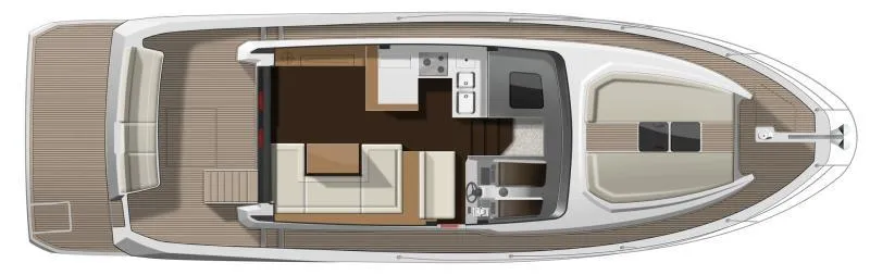 Tortuga Yacht Photos Pics Top view of 2017 Jeanneau Velasco 43F yacht interior layout.