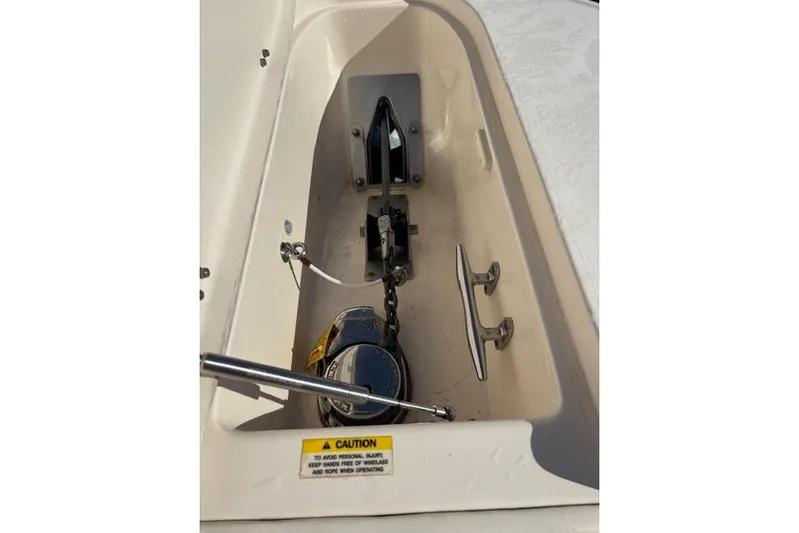  Yacht Photos Pics 2016 Grady-White Freedom 307 boat anchor compartment with chain and cleat.
