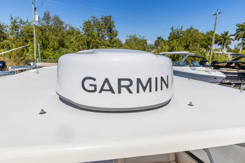  Yacht Photos Pics 2016 Grady-White Freedom 307 boat with Garmin radar system on deck.
