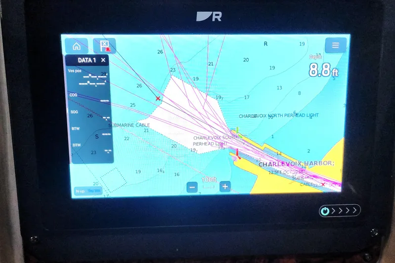 Keep The Faith Yacht Photos Pics Navigation display on a 2005 Sea Ray 340 Sundancer showing marine chart details.