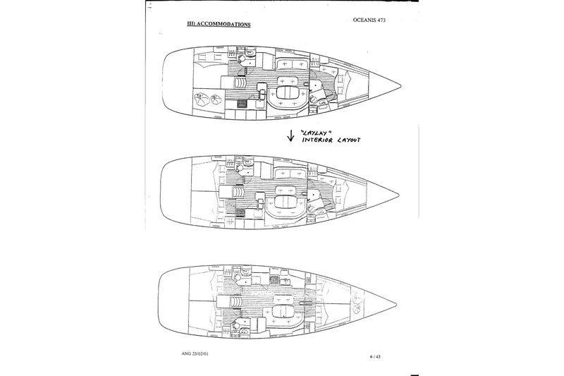 Laylay Yacht Photos Pics Floor plan of 2003 Beneteau Oceanis Clipper 473 yacht interior layout.