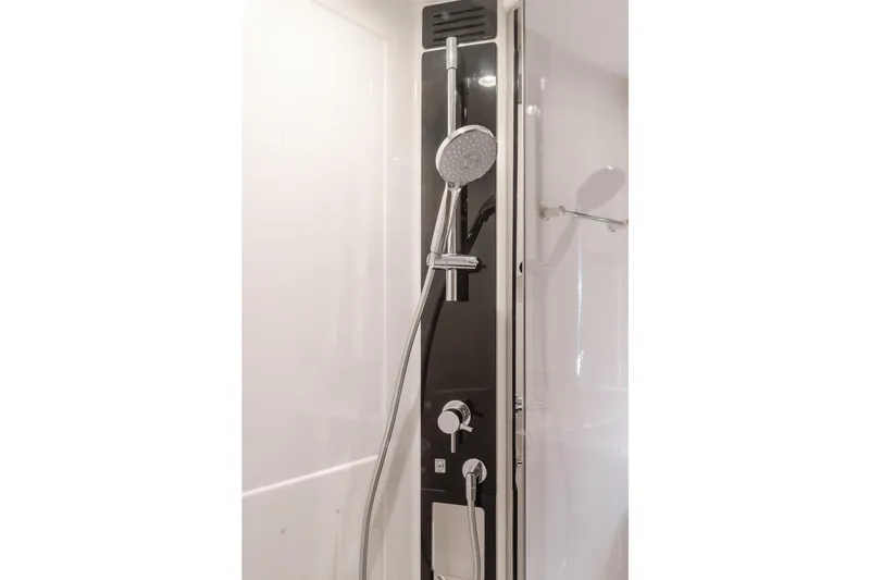 66 Magellano Yacht Photos Pics Modern shower panel in 2023 Azimut Magellano 66 yacht bathroom.