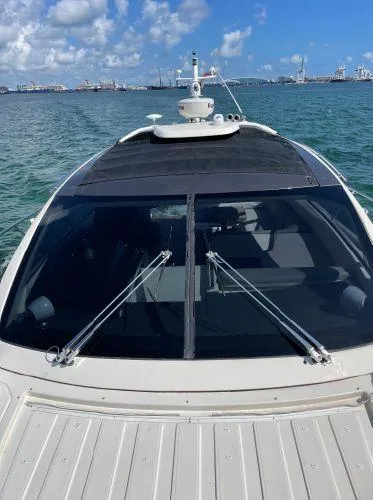  Yacht Photos Pics Azimut Atlantis 43 yacht, 2012 model, on calm waters under a clear blue sky.