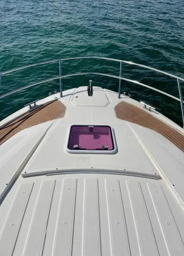  Yacht Photos Pics Azimut Atlantis 43 yacht bow, 2012 model, on calm sea waters.