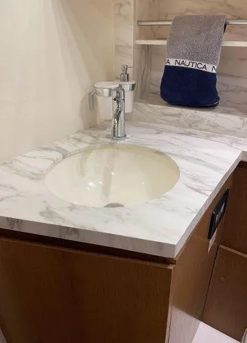  Yacht Photos Pics Marble bathroom sink in 2012 Azimut Atlantis 43 yacht.