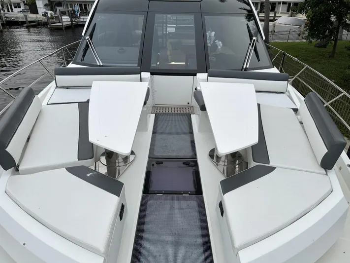  Yacht Photos Pics 2019 Galeon 650 Sky yacht with sleek seating and modern design.