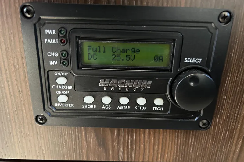 Skye Yacht Photos Pics Control panel of a Magnum Energy system on a 2019 Azimut Fly 50 yacht.