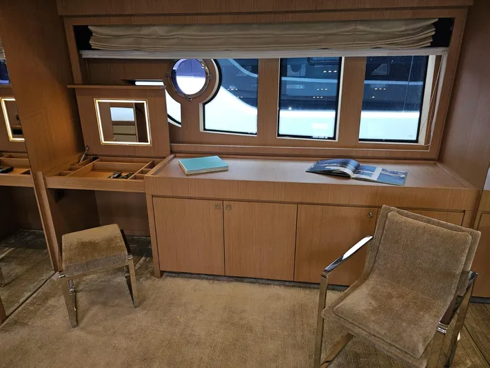  Yacht Photos Pics Luxurious interior of 2016 Riva 88' Domino Super yacht with elegant wooden furnishings.