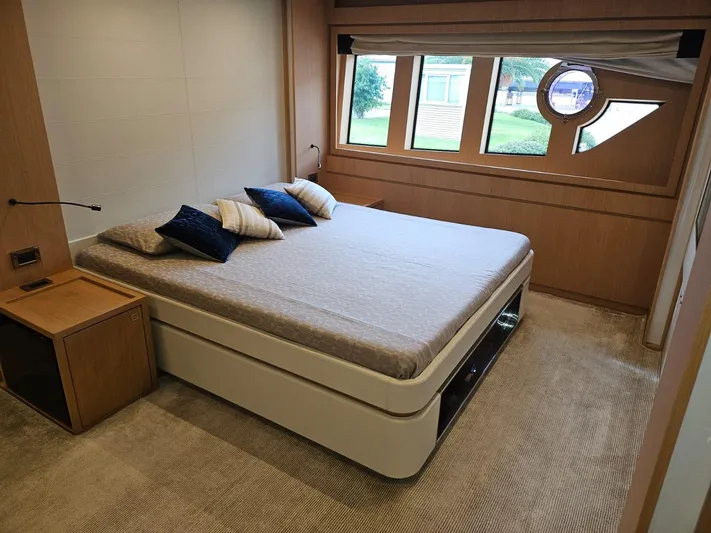  Yacht Photos Pics Luxurious bedroom interior of 2016 Riva 88' Domino Super yacht with modern design.